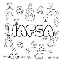 Coloring page first name HAFSA - Easter background