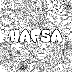 Coloring page first name HAFSA - Fruits mandala background