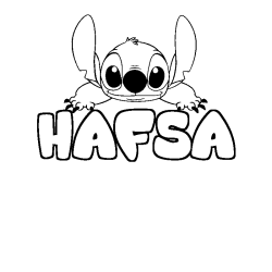 Coloring page first name HAFSA - Stitch background