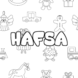 Coloring page first name HAFSA - Toys background