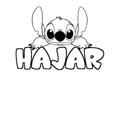 Coloring page first name HAJAR - Stitch background