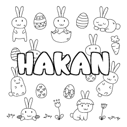 Coloring page first name HAKAN - Easter background