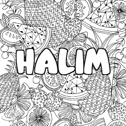 HALIM - Fruits mandala background coloring