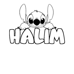 Coloring page first name HALIM - Stitch background