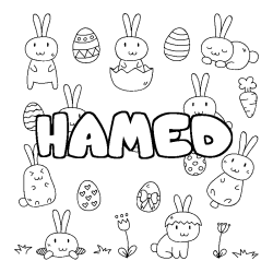Coloring page first name HAMED - Easter background