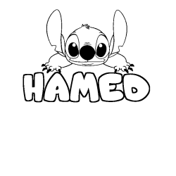 Coloring page first name HAMED - Stitch background