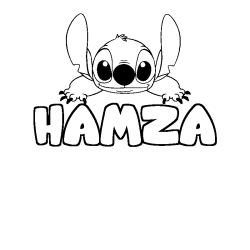 Coloring page first name HAMZA - Stitch background