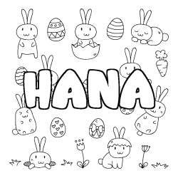 Coloring page first name HANA - Easter background