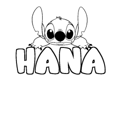 Coloring page first name HANA - Stitch background
