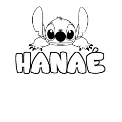 Coloring page first name HANAÉ - Stitch background