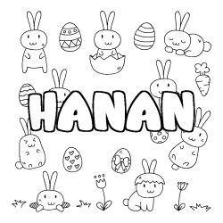 Coloring page first name HANAN - Easter background