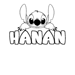 Coloring page first name HANAN - Stitch background