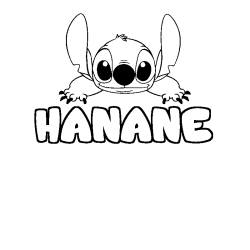 Coloring page first name HANANE - Stitch background
