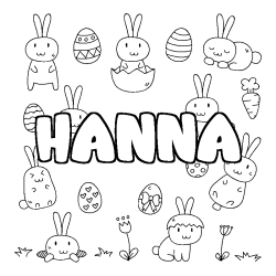 Coloring page first name HANNA - Easter background
