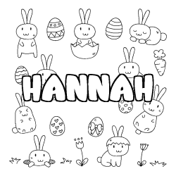 Coloring page first name HANNAH - Easter background