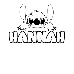 Coloring page first name HANNAH - Stitch background