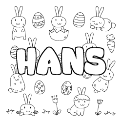 Coloring page first name HANS - Easter background