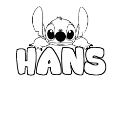 Coloring page first name HANS - Stitch background