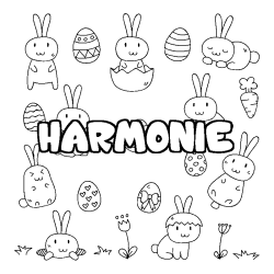 Coloring page first name HARMONIE - Easter background
