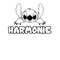 Coloring page first name HARMONIE - Stitch background