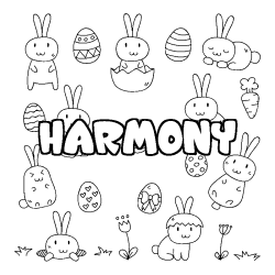 Coloring page first name HARMONY - Easter background