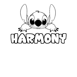 Coloring page first name HARMONY - Stitch background