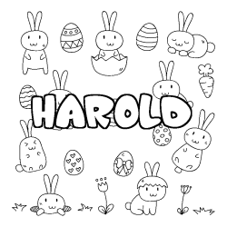 Coloring page first name HAROLD - Easter background