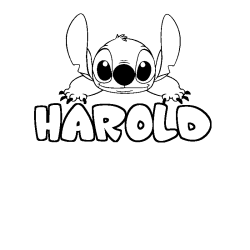 Coloring page first name HAROLD - Stitch background