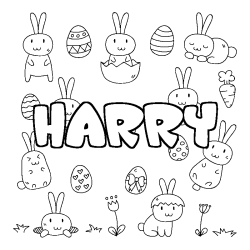 Coloring page first name HARRY - Easter background