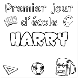 Coloring page first name HARRY - School First day background