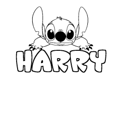 Coloring page first name HARRY - Stitch background