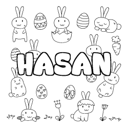 Coloring page first name HASAN - Easter background