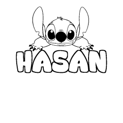 Coloring page first name HASAN - Stitch background