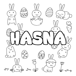 Coloring page first name HASNA - Easter background
