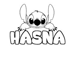 Coloring page first name HASNA - Stitch background