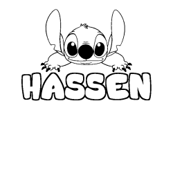 Coloring page first name HASSEN - Stitch background