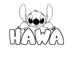 Coloring page first name HAWA - Stitch background