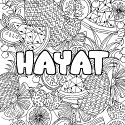HAYAT - Fruits mandala background coloring