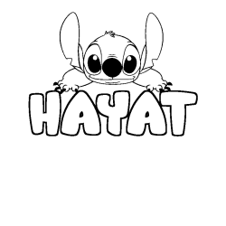 Coloring page first name HAYAT - Stitch background