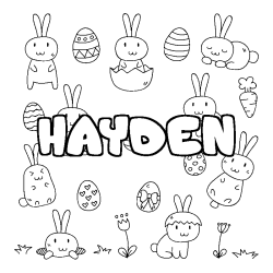 Coloring page first name HAYDEN - Easter background