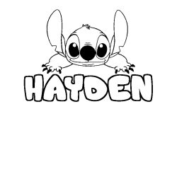 Coloring page first name HAYDEN - Stitch background