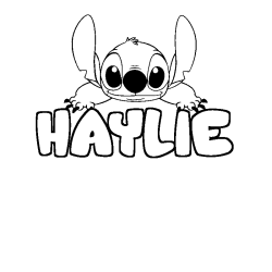 Coloring page first name HAYLIE - Stitch background