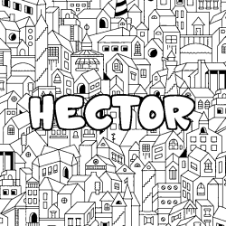 Coloring page first name HECTOR - City background