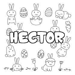 Coloring page first name HECTOR - Easter background