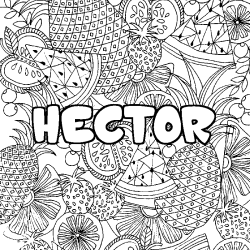Coloring page first name HECTOR - Fruits mandala background