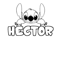 Coloring page first name HECTOR - Stitch background