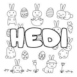 Coloring page first name HEDI - Easter background