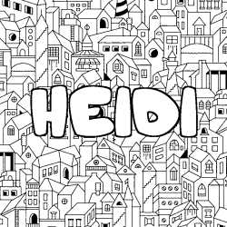 Coloring page first name HEIDI - City background