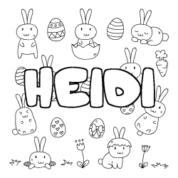 Coloring page first name HEIDI - Easter background