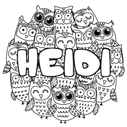 Coloring page first name HEIDI - Owls background